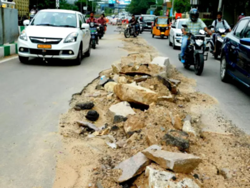 Unfinished Road Work Causes Traffic Woes in Hyderabad's IT Corridor