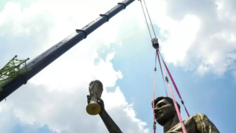 Unstable 70-foot Messi statue removed from Kolkata's Lake Town