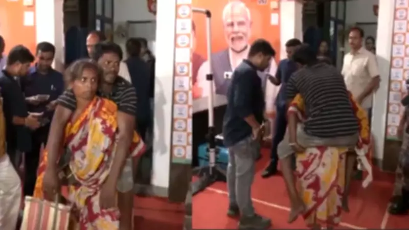Woman carries disabled husband on back to CM's grievance meet in Kolkata