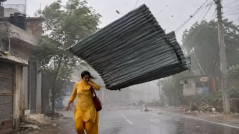 Woman Narrowly Escapes Flying Tin Shed During Etawah Storm