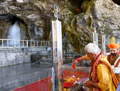 J&K LG Manoj Sinha Performs Pratham Puja, Marking Start of Amarnath Yatra