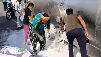 Milk Tanker Overturns in Rajasthan, Causes Traffic Disruption