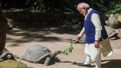PM Modi meets Jonathan, world's oldest living land animal, in Seychelles