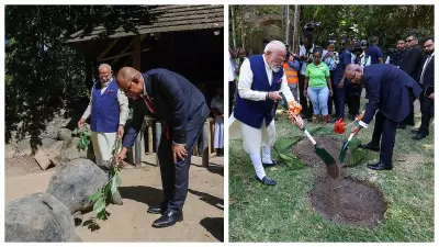 PM Modi Plants Coco de Mer with Seychelles President at Botanical Garden