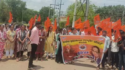 Students Protest Poor Roads to University in Karnataka's Haveri