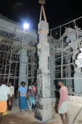 79th Pillar Installed at Meenakshi Temple Mandapam Restoration