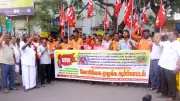 AITUC gig workers protest in Coimbatore for labour rights and safety
