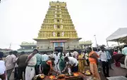 Durga Stalin offers prayers at Nimishamba Temple in Mandya