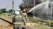 Freight Train Carrying Cars Catches Fire in Firozabad, No Casualties Reported