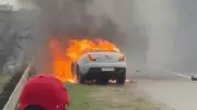 Luxury Jaguar Catches Fire on Yamuna Expressway, All Passengers Safe