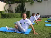 MoS Kirti Vardhan Singh Participates in Yoga Session in Dushanbe
