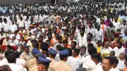 Slipper hurled at Congress MLA Pradeep Eshwar in Chikkaballapur over Kumaraswamy remarks