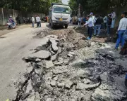 Surat Road Caves In Days After Restoration, Truck Tilts, Pipeline Leak Found