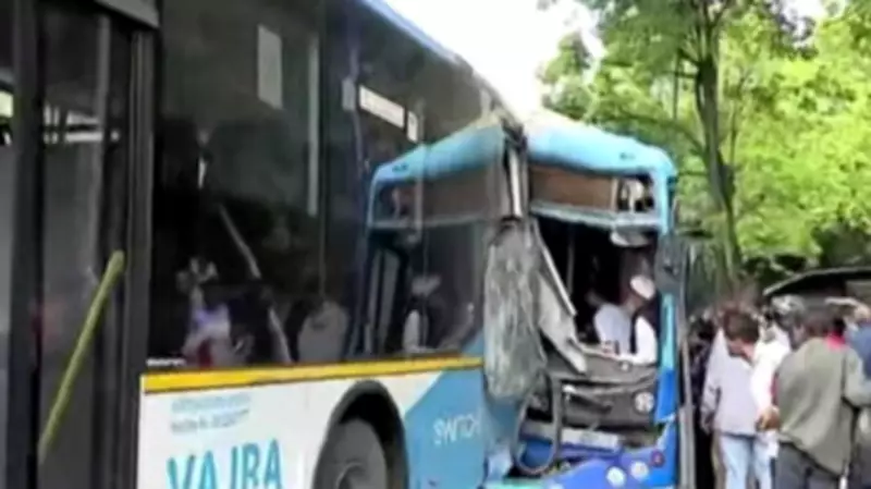 BMTC Bus Crashes Into Stationary Vayu Vajra Bus in Bengaluru; Several Injured