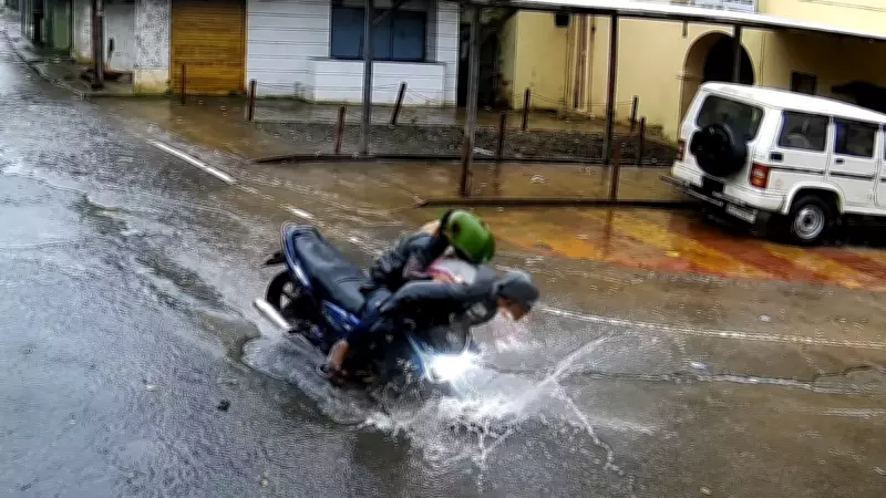 Gujarat Couple Thrown Off Bike After Hitting Rain-Filled Pothole, Video Sparks Outrage