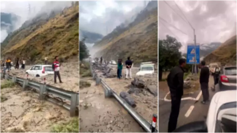 Monsoon Fury Cripples Himachal: Flash Flood Blocks NH-5 in Kinnaur, Vehicles Stranded