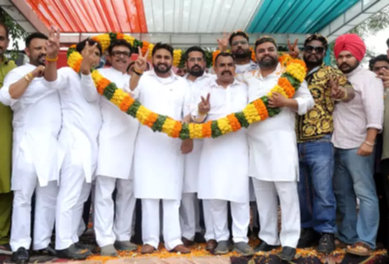 Punjab Youth Congress Workers Honour Shuvam Sharma with Shukrana Yatra in Jalandhar