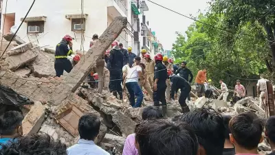 Delhi Rohini Under-Construction House Collapses Amid Heavy Rains