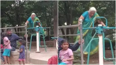 Elderly Woman's Intense Park Gym Workout in Bengaluru Sparks Safety Debate