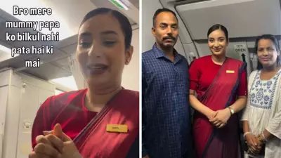 Flight attendant surprises parents on flight, viral video