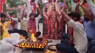 SP Workers Portray Akhilesh as Lord Krishna: Saints, BJP Seek Apology