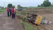 School Bus Carrying 50 Children Overturns in Maharashtra's Ahilyanagar, 15 Injured
